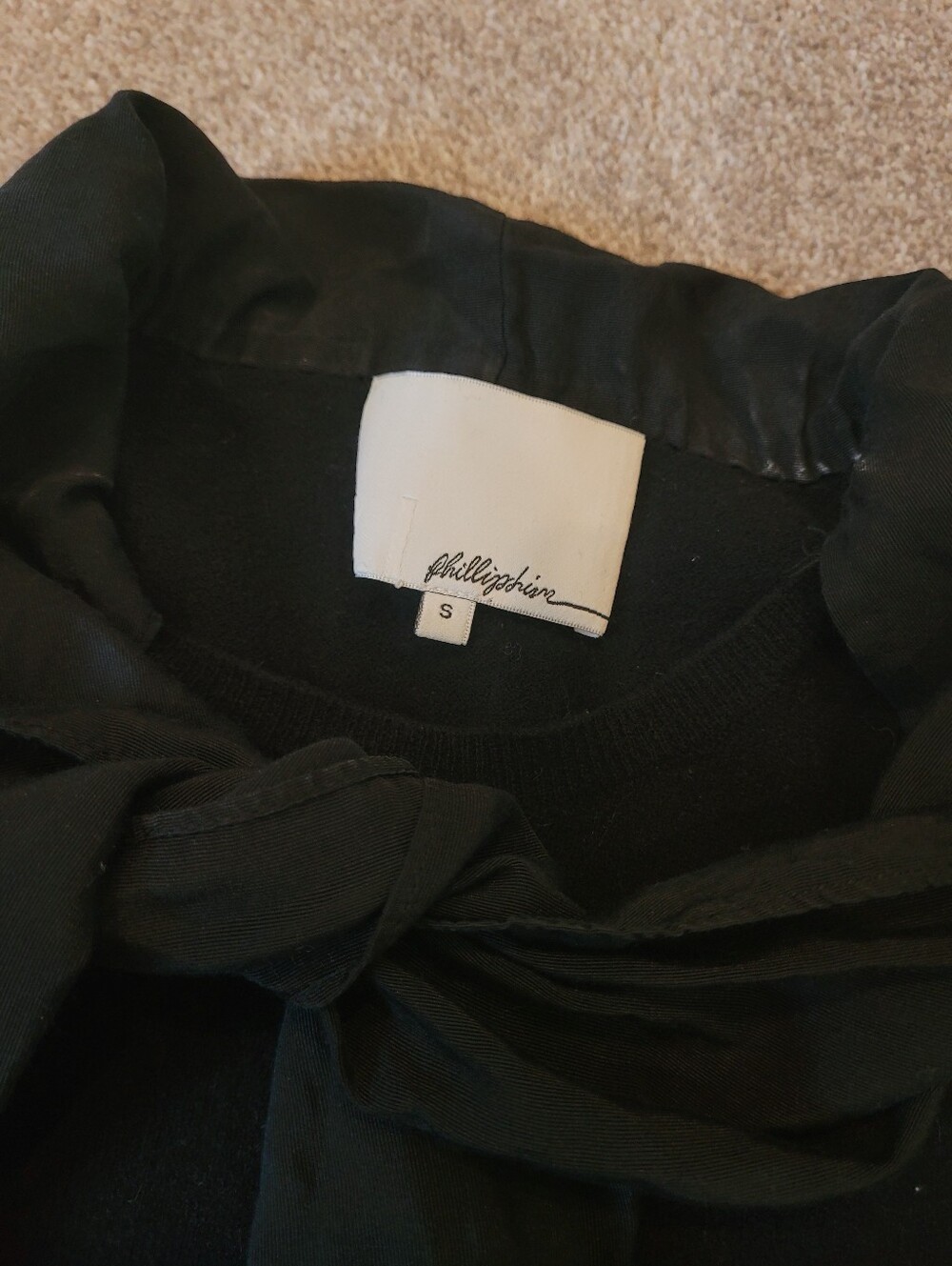 3.1 Philliph Lim Womens Black Merino Wool Sweater Size Small - Picture 3 of 5